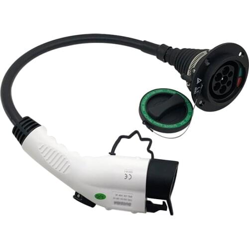 0.5m 1.5m SAE J1772 Type 1 female plug to type 2 car side socket EV charging connectors EV charger adapter evse