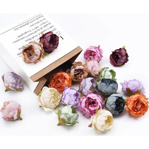 10 Pieces Silk Peony Flower Wall Diy Handcrafted Scrapbook Flower Diy Gifts Box Home Decoration Accessories Artificial Flowers