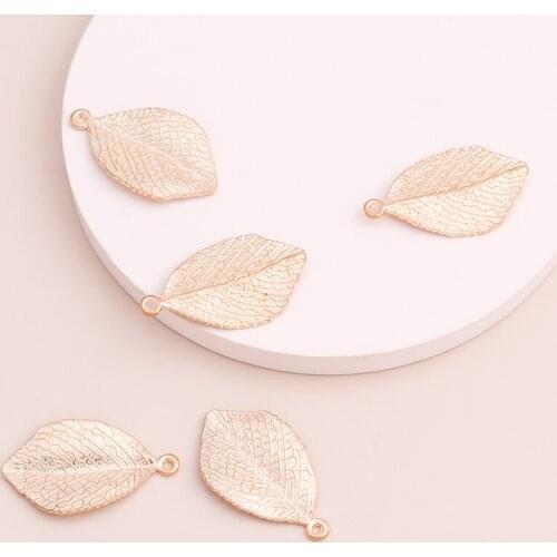 8pcs 30x19mm Texture Leaf Pendants for DIY Making Bracelets & Necklaces Metal Alloy Gold Color Jewelry Accessories Finding