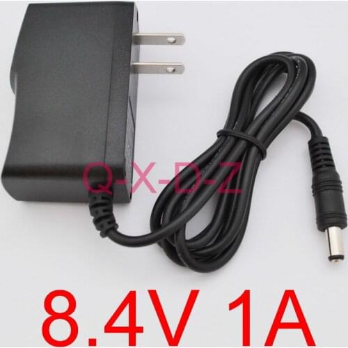100PCS High quality 8.4V 1000mA 1A 5.5mm x 2.1mm Universal AC DC Power Supply Adapter Wall Charger US For lithium battery