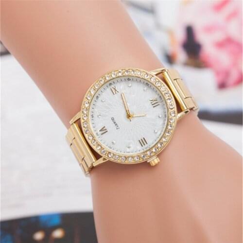 2020 Women Watches Luxury Rhinestone Golden Ladies Wristwatches Stainless Steel Bracelet Watch For Female Clock Relogio Feminino