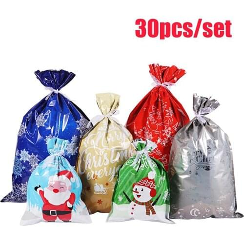 30pcs Christmas Gift Bags Assorted Styles Christmas Gift Wrapping Goodie Bags Favor Pouches for Xmas Party Wedding 2020 New Year