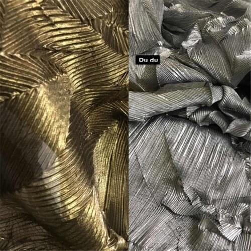 50*145cm 3D Texture Clothing Fabric Reflective Creases Irregular Hot stamping Special Pressure plait Clothing Design Fabric DIY