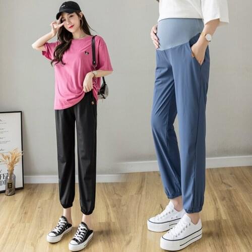 5430# Maternity Leisure Pants Summer Ninth Pants Elastic Waist Pregnant Women Belly Support Pants Maternity Trousers
