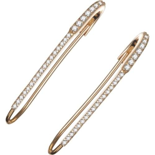 925 Sterling Silver AAA CZ Cubic Zirconia Safety Pin Womens Wedding Bridal Earrings Girls Birthday Gifts 6pcs Lots Wholesale