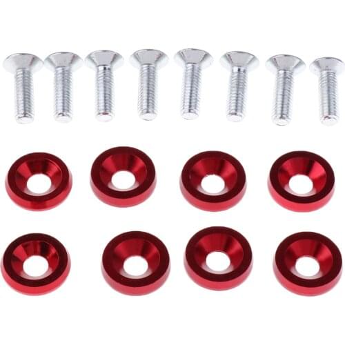 8 Sets M6 Billet Aluminum Fender/Bumper Screw Washer/Bolt Engine Bay