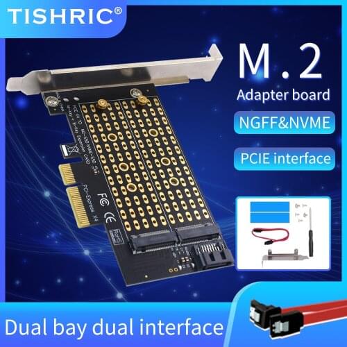 M.2 NGFF NVME PCIE Adapter B+M Key To PCIE 4X 2 In 1 SSD Converter Card PCI Express 4X 8X 16X Card For 2230/2242/2260/22x80 M2