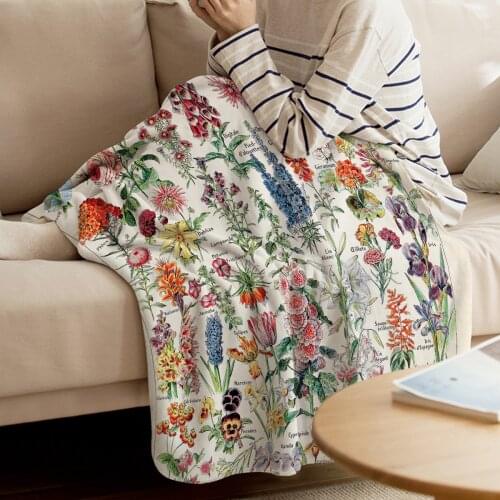 Adolphe Millot Fleurs Pour Tous French Vintage Poster Throw Blanket Warm Soft Blanket Flannel Blanket