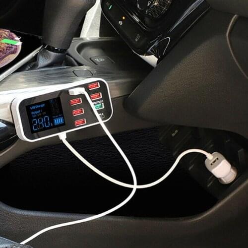 Auto Universal Multi-port Usb Charge Car Interior Parts Accessories 40w 6/8ports Lighter Charging Station Hub With Led Display