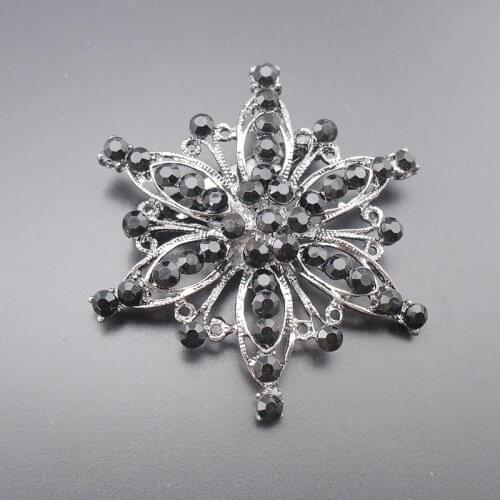 Large Gunmetal Plated Black Rhinestone Vintage Brooch, Item No.:BH7003