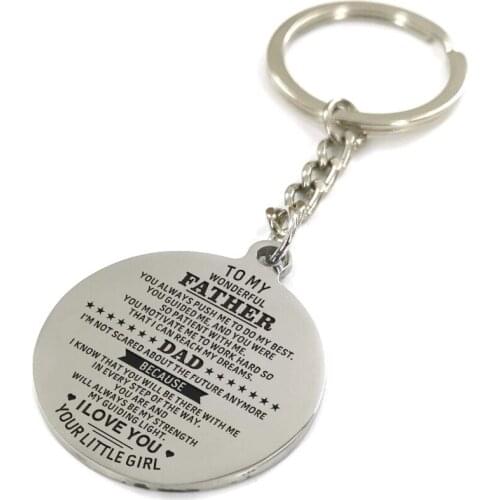 To My Dad-Engraving Key Chain Dog Tags Personalized KeyChains Metal military Engraving Steel Gift