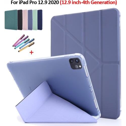 For iPad Pro 12.9 2020 Case With Pencil Holder PU Leather Soft Back Tablet Funda For iPad Pro 12 9 Case 2020 Smart Folio Cover