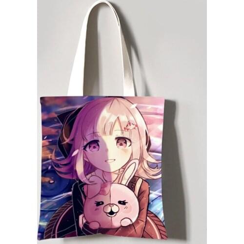 Danganronpa V3 shopping bag All color printed canvas cotton shopper jute bag Nanami ChiaKi Monomi bag Shoulder Bag
