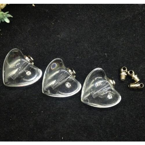 5pcs/lot clear heart shape Crystal Vials pendant perfume vial wishing bottle fashion necklace pendant name on rice art jewelry