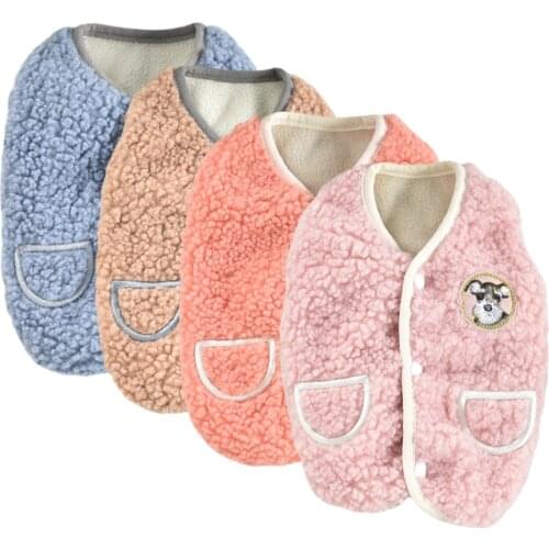 Fleece Dog Clothes Winter Warm Pet Puppy Button Coat Vest Jacket Dog Clothing Costumes For Small Dogs Cats Chihuahua Pug Clothes