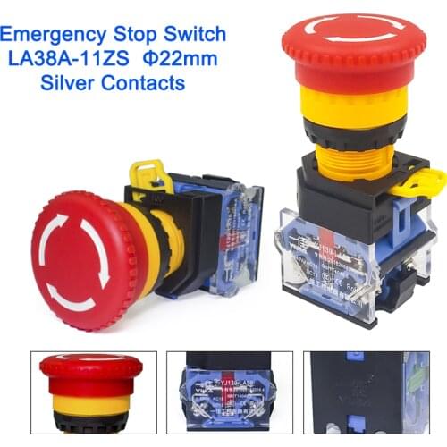 Opening 22mm Power Supply Start And Stop La38-11Zs Emergency Switch Elevator Emergency Stop Button Normally Closed
