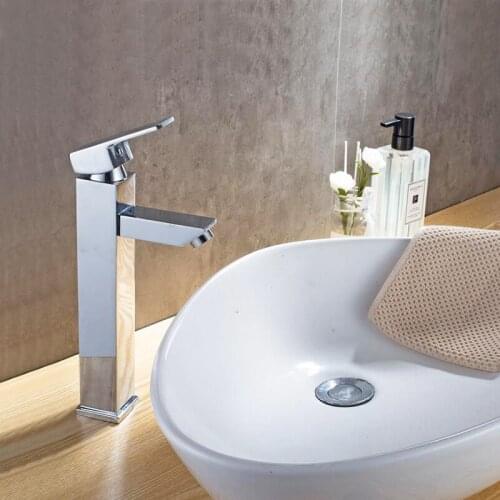 Chrome Plated Brass Material Deck Mounted Cold & Hot Water of Square Faucet