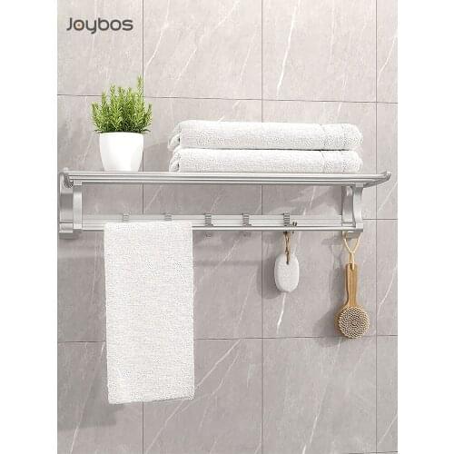 Joybos Bathroom Shelf Aluminum Shower-gel Shampoo Bath Towel Storage Rack Wall No-drilling Foldable Shelves Accessories JX73