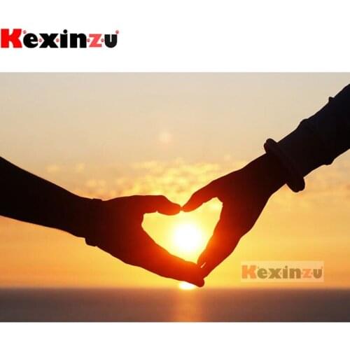 Kexinzu 5D DIY Full Square/Round Drill Diamond Painting "hand in hand" 3d Diamond Embroidery Cross Stitch home Decor Gift K@0042