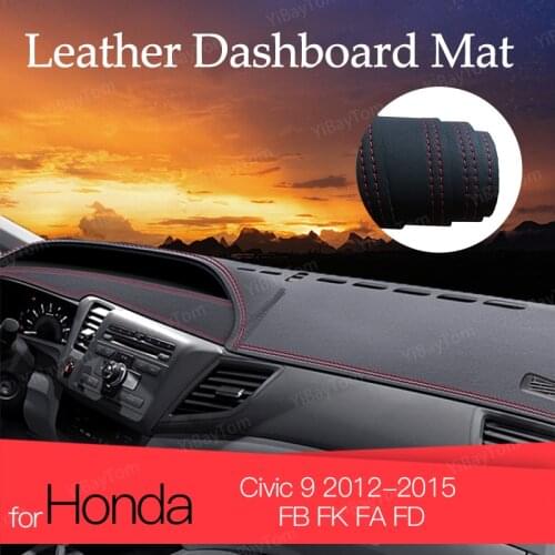 Leahter Anti-Slip Anti-UV Mat Dashboard Cover Pad Dashmat Protect Carpet for Honda Civic 9 2012-2015 FB FK FA FD Accessories