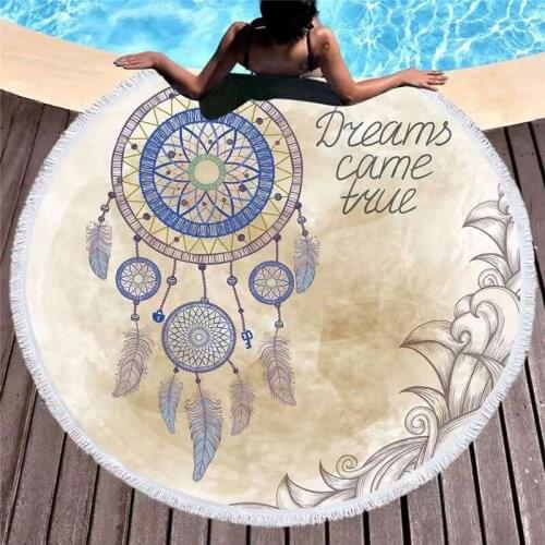 Bohemian printed round beach towel fringed bath towel Dreamcatcher yoga mat swimming bath towel set