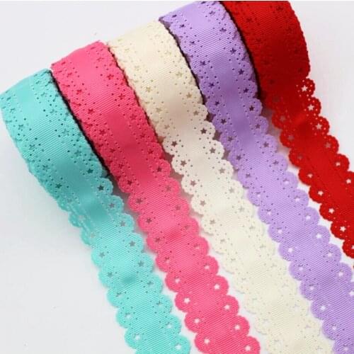 30mm five-pointed star/dot/lace ribbon 10 yards DIY handmade materials headdress bow hollow lace, New Year decoration grosgrain