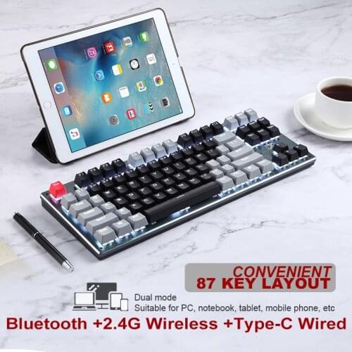 Mechanical Keyboard 87 Keys bluetooth USB Wireless Type-C Three Mode Backlit Gaming Keyboard For LaptopTablet Mobile Phone