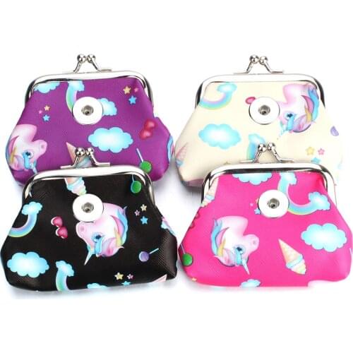 Fashion 18MM Button bag Snap Jewelry Animal Coin Purses Small Wallets Pouch Womens Money Bags Gift For Bracelet ZN067
