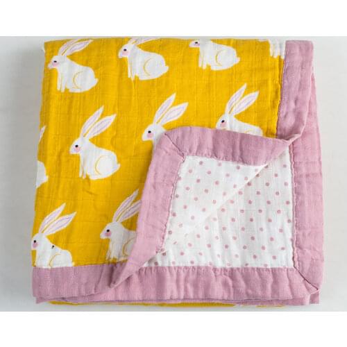 4 Layers Muslin Baby Swaddler Blanket Cotton Scarf Infant Summer/Autumn Stroller Blanket Baby Quilt 120x120cm Animals Blanket