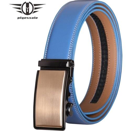 2021 Blue Mens Belts Leather For Jeans Automatic Ratchet Buckle Belt For Men Luxury Designer Cowboy Streetwear Cinturon B356