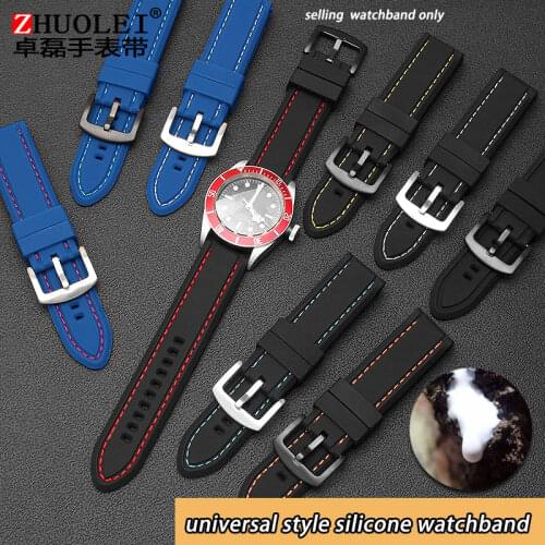 Soft silicone watchband universal all brands watch for mens watch band 22mm waterproof silicone strap gift tool with pin buckl