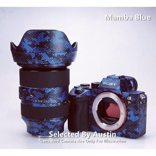 Mamba Blue Lens Skin Camera Skin Decal For Sony A7III A7II A9 A6600 Fuji XT4 Canon 5D4 Sticker Wrap Film