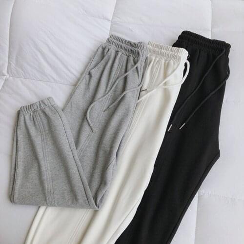 Korobov 2021 New Vintage Solid Autumn Winter Harem Pants Women Wide Leg Pants Korean Streetwear High Waist Sweatpants