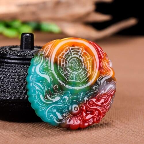 Natural Xinjiang Color Jade Stone Double Dragon Jade Pendant Jewelry Lucky Safety Auspicious Amulet Pendant Fine Jewelry