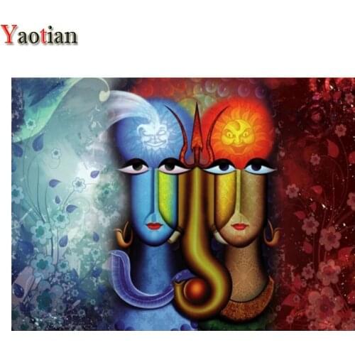 Full Square round Diamond painting Shiv Parvati Jodi Indian God Handmade Hindu Religion and Spirituality Cross stitch wall decor