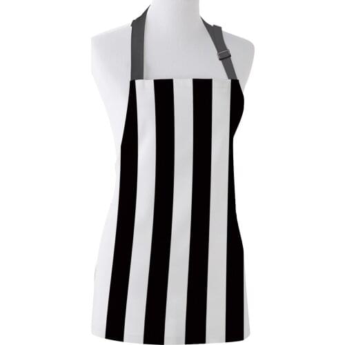 Simple Black And White Stripes Printed Kitchen Aprons Durable Cleaning Tool Female Couples Housewife Cooking Baking Bib