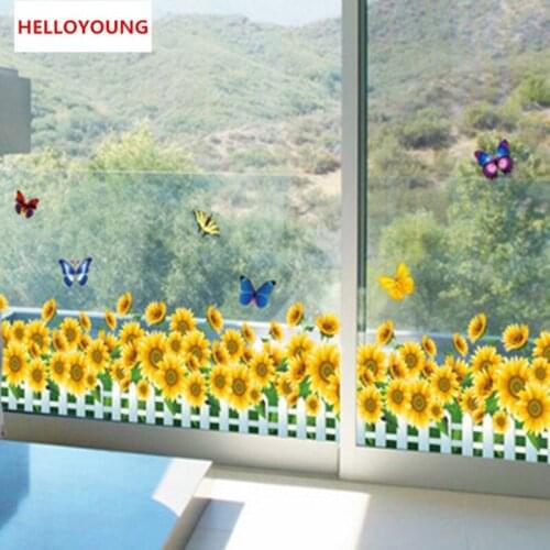 QT-0014 DIY Home Decorative Baseboard Wall Stickers Sunflower Waterproof Bedroom Bedside Removable Wallpapers Mural