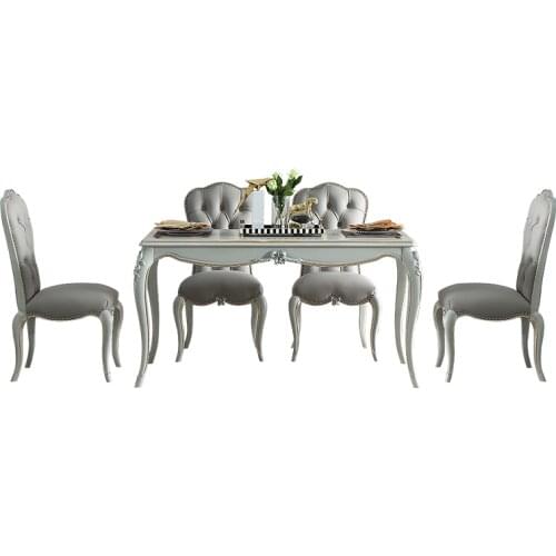 French light luxury solid wood long dining table and chair combination simple European dining table small family dining table