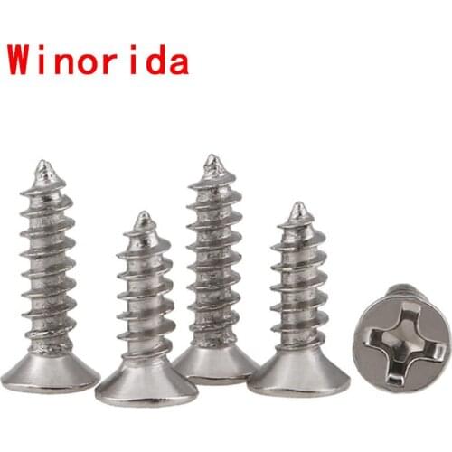 GuHua Nickel Plating Cross Countersunk Flat Head Self Tapping Screw KA Phillips Cell Phone Small Screw M1.0M1.2M1.4M1.7 1000Pcs