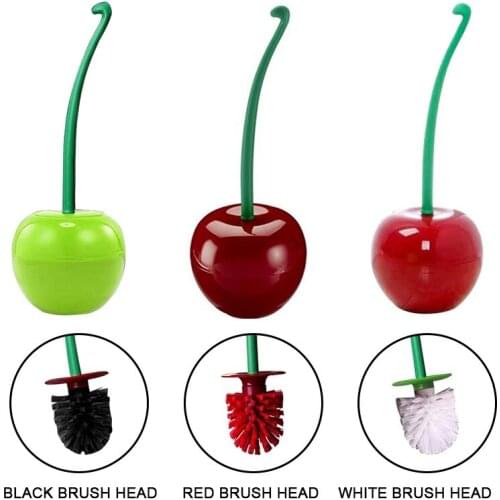 Toilet Brush Lovely Cherry Shape Toilet Brush Holder Set Thick Brush Head Non-slip Handle Strong Detergency Bathroom accessories