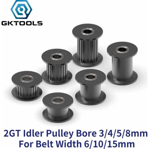 GKTOOLS GT2 2GT 20 Teeth Synchronous Timing Wheel Idler Pulley Bore 3/4/5/6mm with Bearing for 6/10mm Belt 3D Printer Accessoris