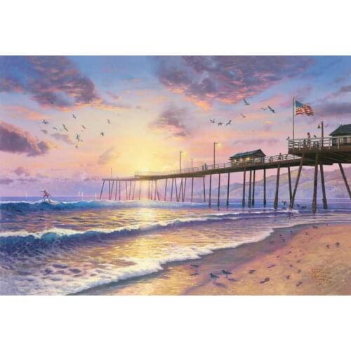 Footprints in the Sand Thomas Kinkade HD Canvas Print Living Room Bedroom Wall Pictures Art Painting Home Decoration