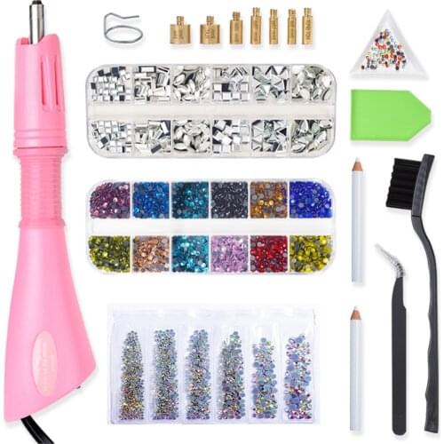 Mixed Size Hot Fix Rhinestones Crystal Glass DMC Glass Fast Heated Hotfix Rhinestone Applicator Iron-on Wand Heat-fix Tool Gun
