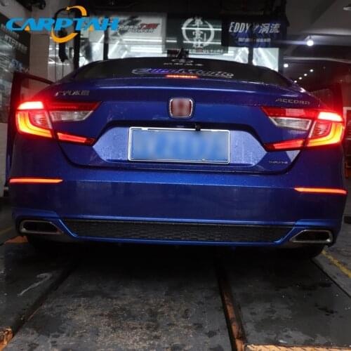 2PCS For Honda Accord 2018 2019 LED Rear Fog Lamp Car LED Bumper Light Brake Light Dynamic Turn Signal Indicator Reflector