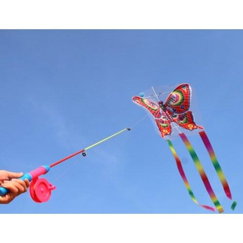 Free shipping fishing pole kite plastic kite outdoor toys kids kite string parachute kites factory weifang albatross