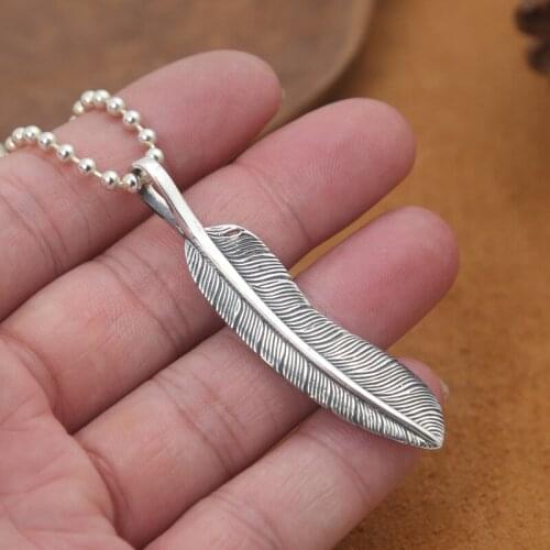 S925 Sterling Silver Jewelry Vintage Retro Thai Silver Takahashi Goro Feather Male And Female Pendants