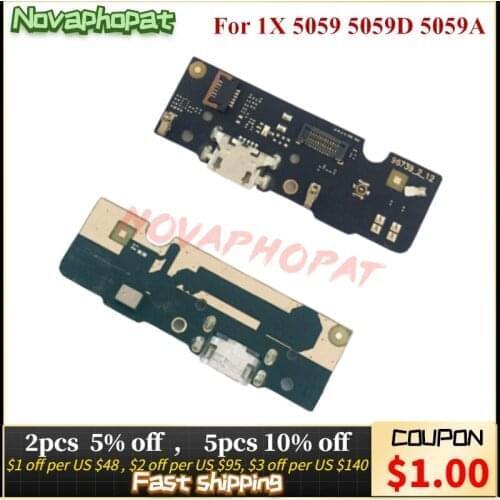 Novaphopat For Alcatel 1X 5059 5059D 5059A USB Dock Charging Port Charger Plug Board Flex Cable With Microphone MIC 5pcs/lot