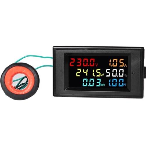LCD Digital Panel Wattmeter Energy Power Meter Voltage Voltmeter Current Ammeter Frequency Indicator AC 220V 380V 100A