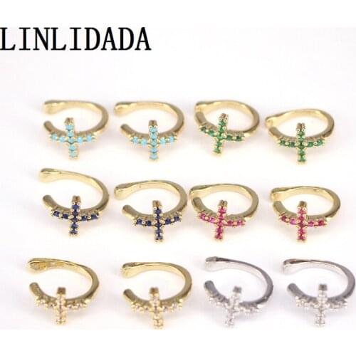10Pairs, New CZ Crystal Stackable Cross Shaped Ear Clips No Pierced Cartilage Earring Brincos for Women Girls Ear Cuff Earcuffs