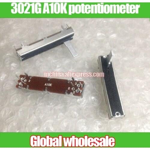 10pcs 3021G A10K 45mm 4.5 cm Slide sliding potentiometer / dimmer lights mixer fader dual-channel potentiometer